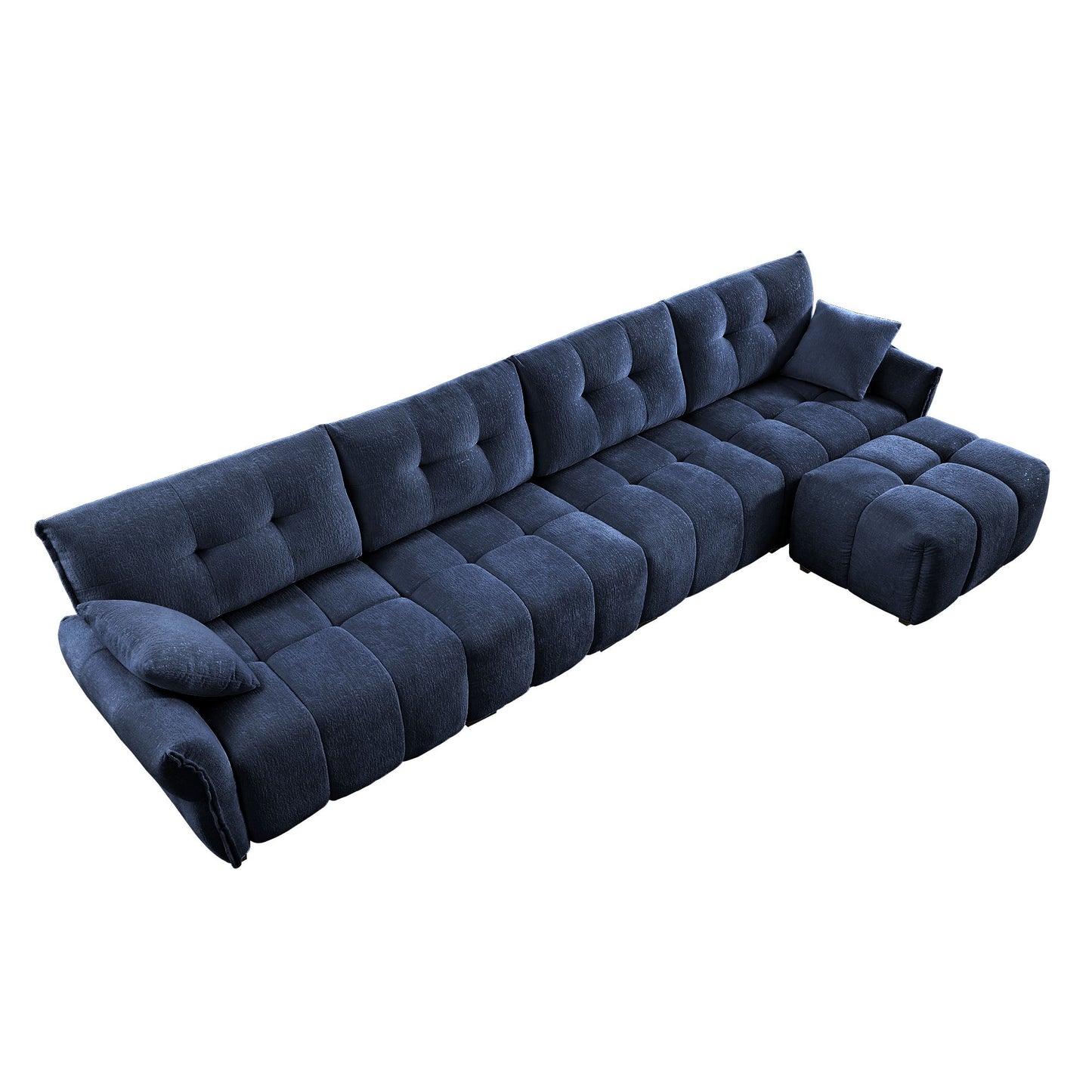 Sofa Set With Ottoman And Pillows, Textured, High Resilience Cushions Home Essentials