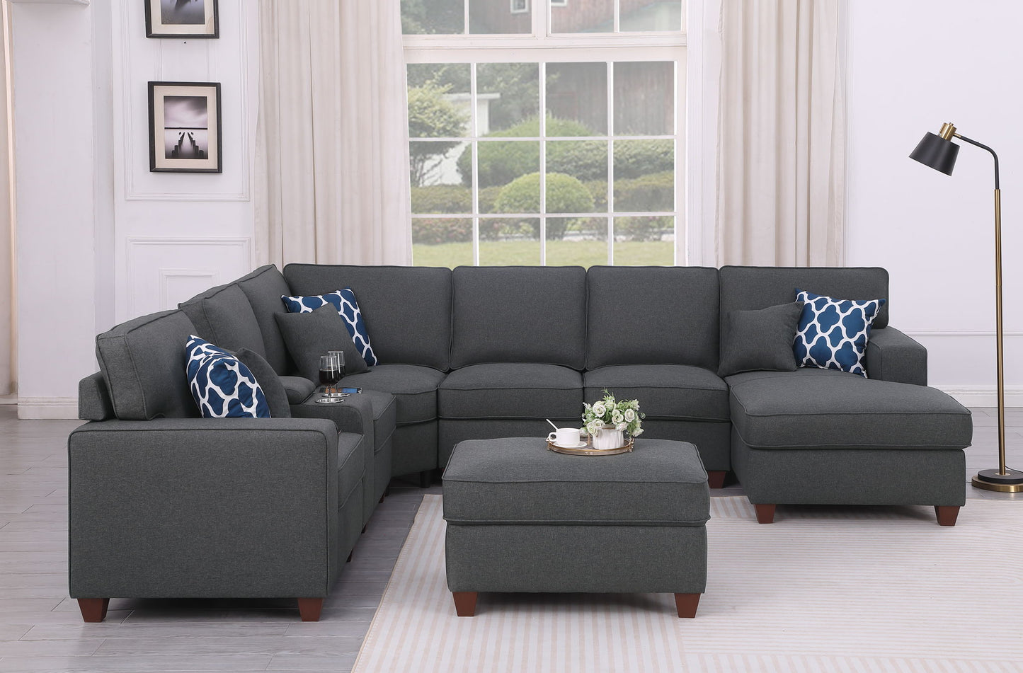 Tina - 8 Piece Upholstered Sectional With Ottoman Urban Retreats