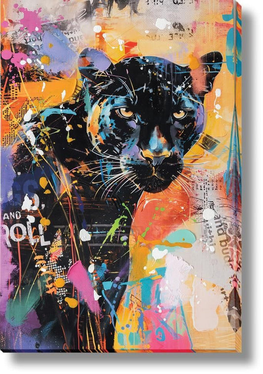 Vivid Panther Gaze - 32" x 47" Framed Wall Art Classy Art