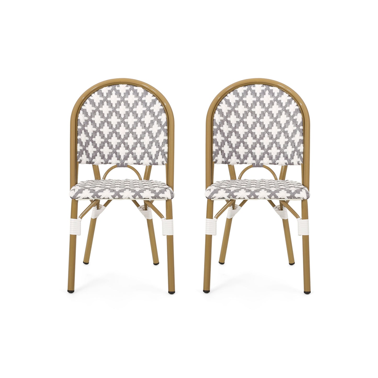 Chic French Bistro Chair With Durable Rattan And Aluminum Frame Noble House