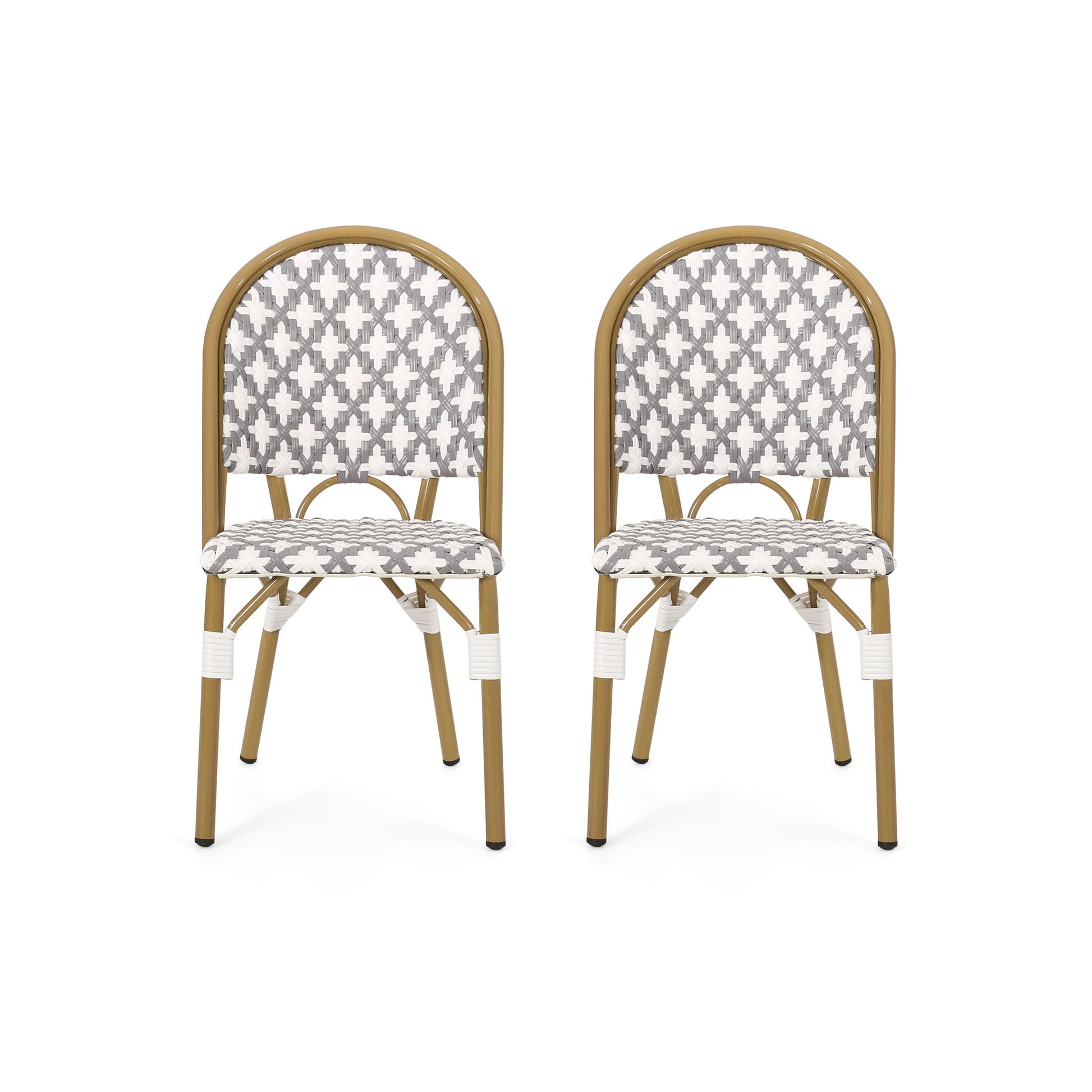 Chic French Bistro Chair With Durable Rattan And Aluminum Frame Noble House