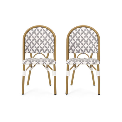 Chic French Bistro Chair With Durable Rattan And Aluminum Frame Noble House