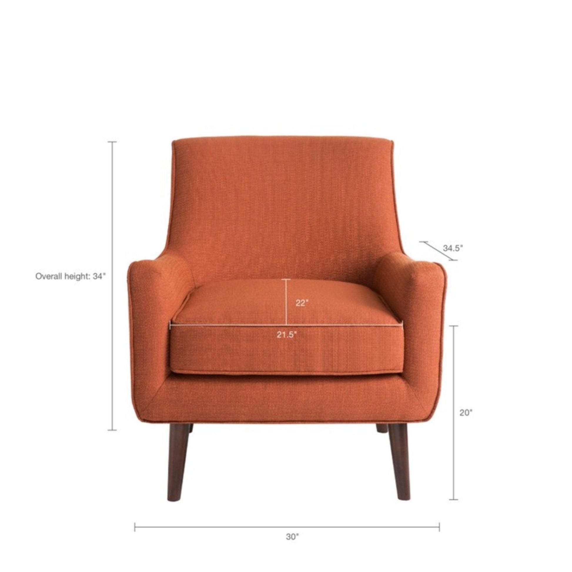 Accent Chair Upholstered With Legs - Burnt Orange JLA