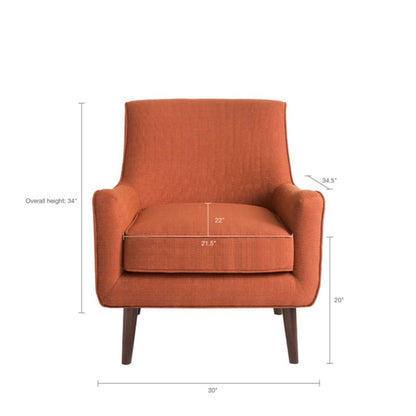 Accent Chair Upholstered With Legs - Burnt Orange JLA