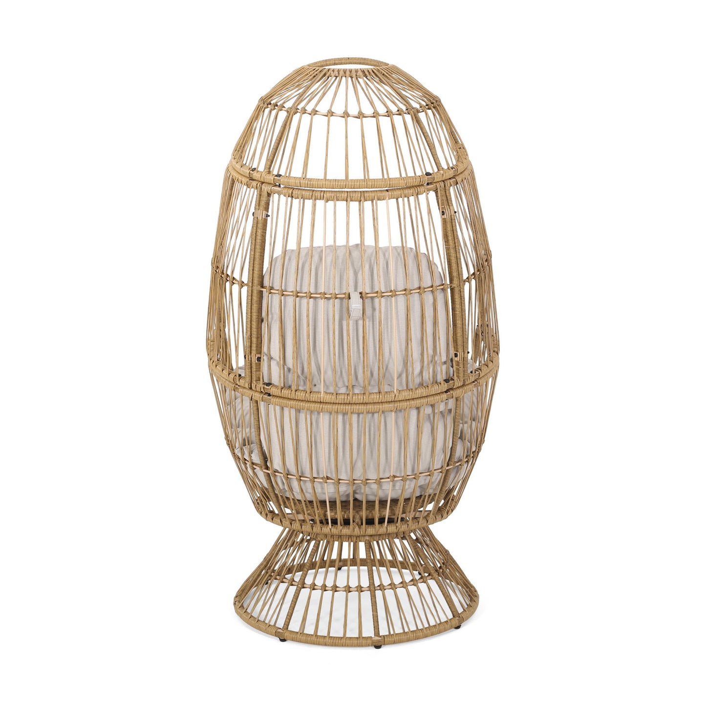 Patio Swivel Basket Egg Chair With Cushion Noble House