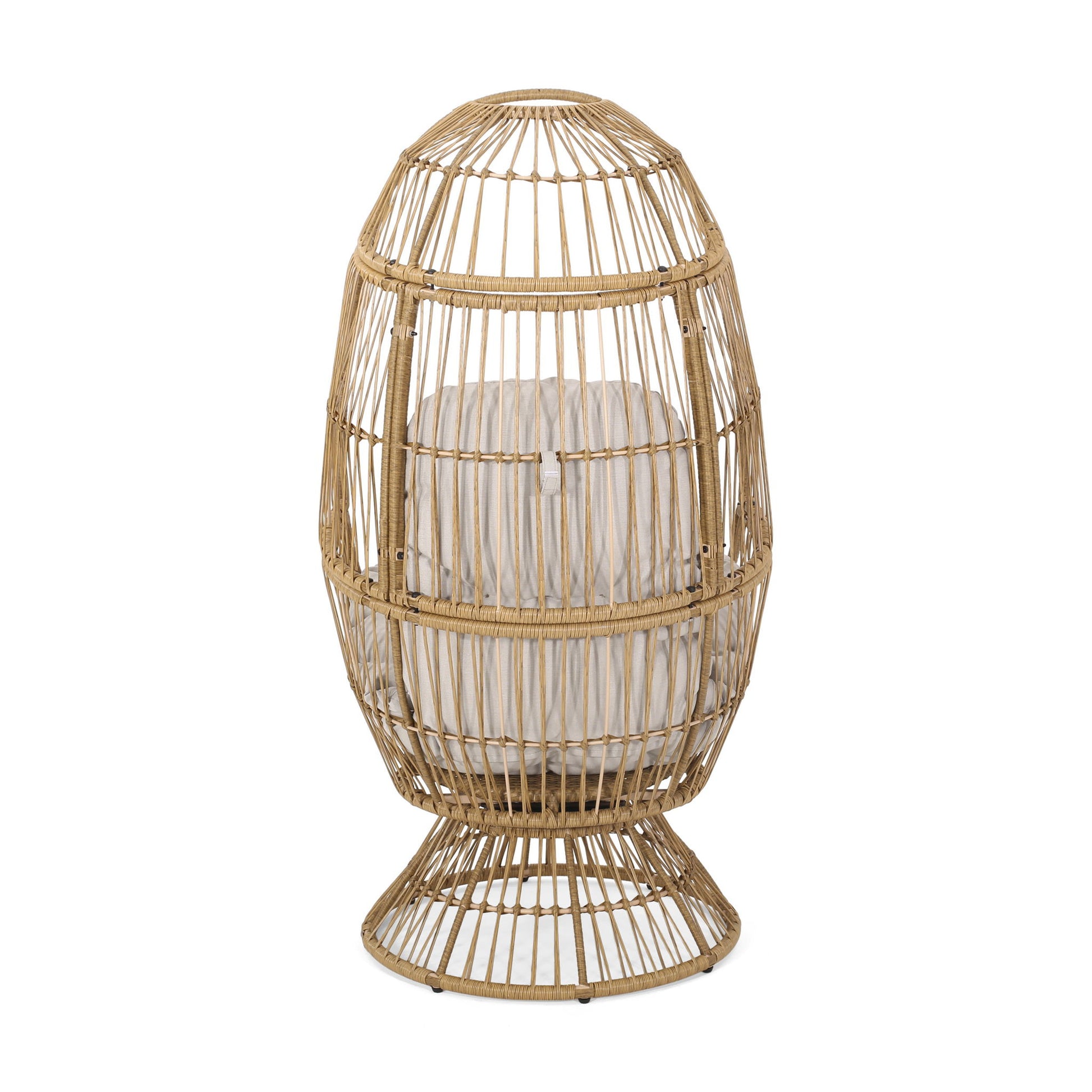 Patio Swivel Basket Egg Chair With Cushion Noble House
