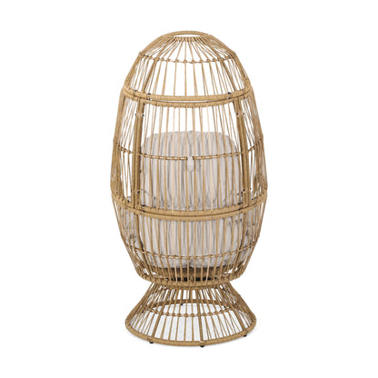 Patio Swivel Basket Egg Chair With Cushion Noble House
