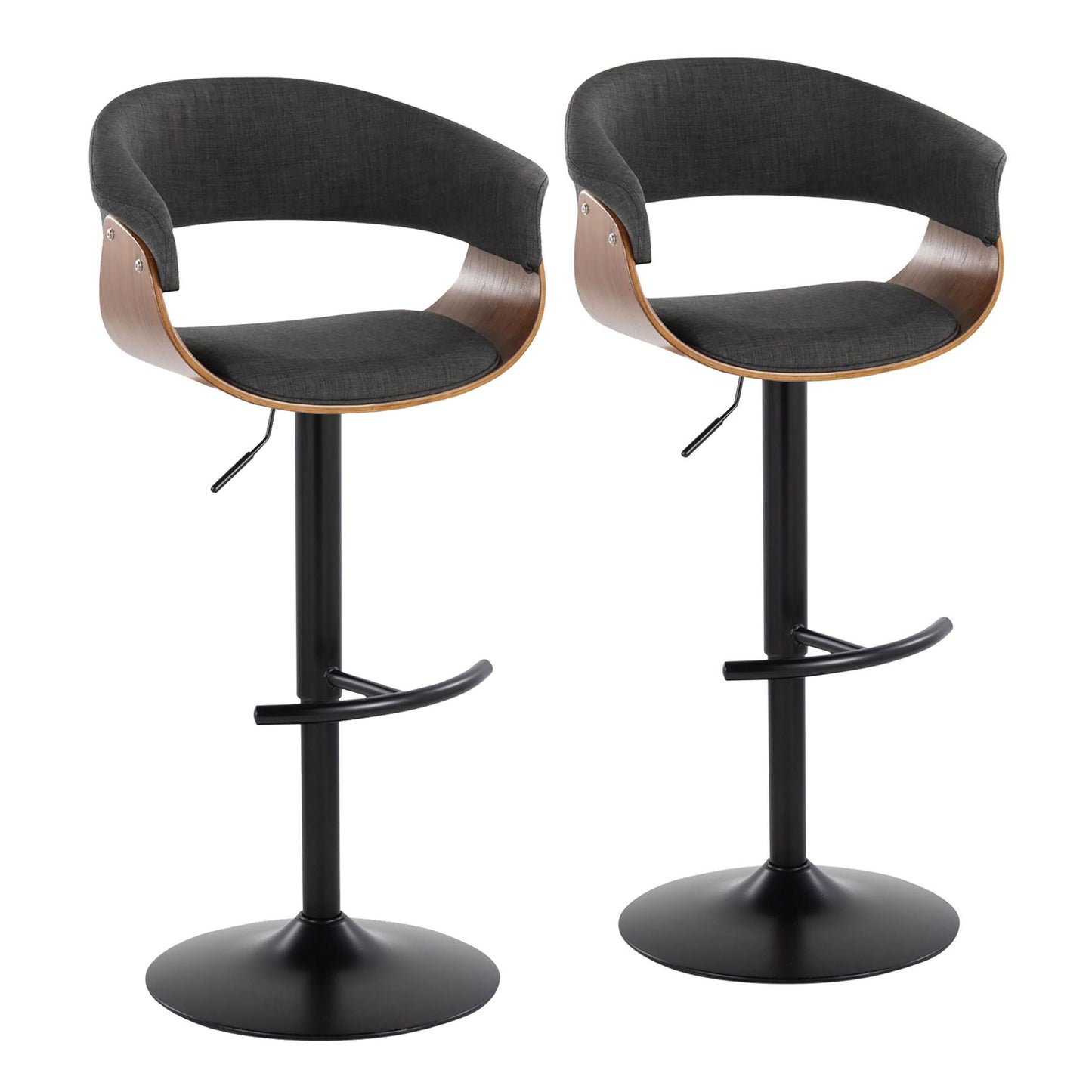 Vintage Mod - Mid Century Modern Adjustable Height Barstool With Swivel & Rounded T Footrest (Set of 2) Lumi Source
