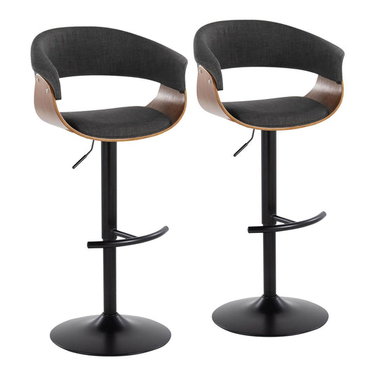 Vintage Mod - Mid Century Modern Adjustable Height Barstool With Swivel & Rounded T Footrest (Set of 2) Lumi Source