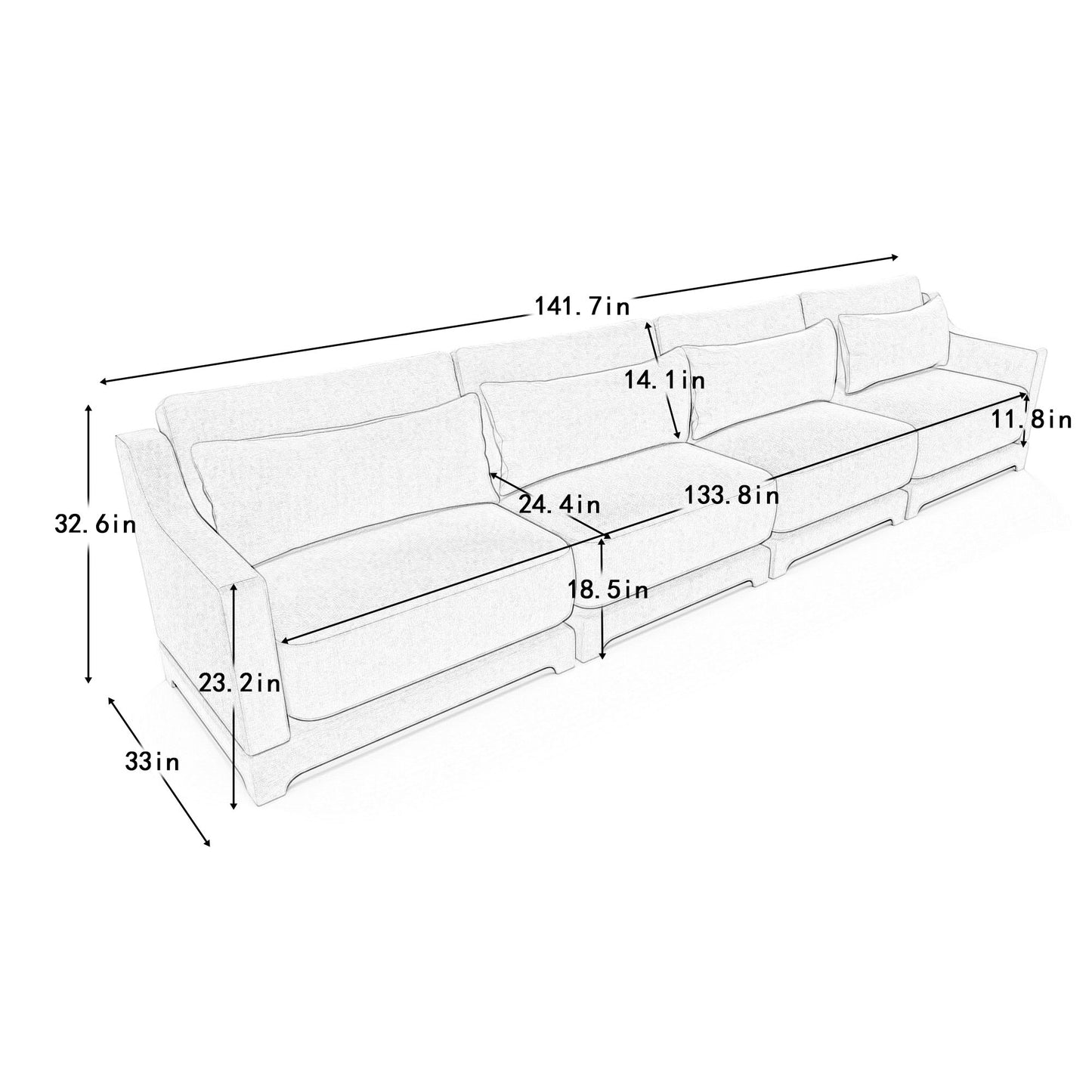 Elegant Sofa With Ergonomic Design And Lumbar Pillows Home Essentials