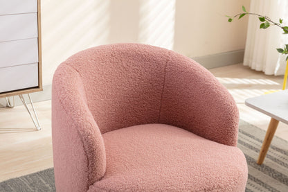 Teddy Fabric Swivel Accent Armchair Barrel Chair With Powder Coating Metal Ring