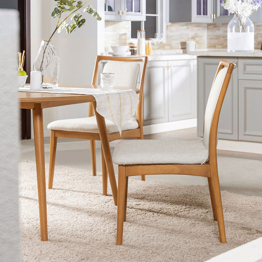 Scandi - Upholstered Dining Chair, Stain Resistant High (Set of 2) - Natural Light Brown / White Pepper Jennifer Taylor Home