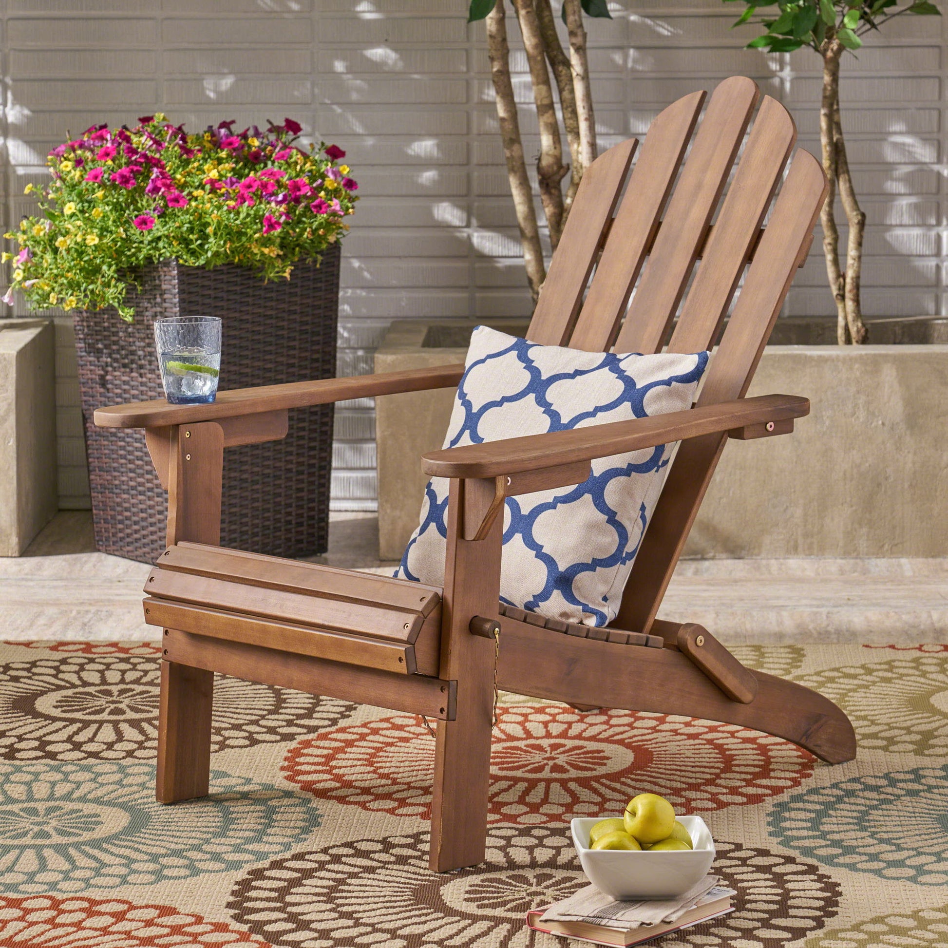 Aurascape - Outdoor Acacia Wood Foldable Adirondack Chair Noble House