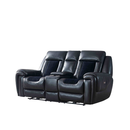 Clark - Blanche / Velvet Power Console Reclining LS With LED - Black - Snoozhouse