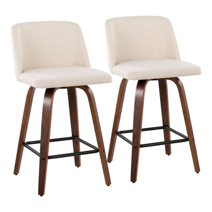 Toriano - Mid Century Modern Fixed Height Counter Stool & Square Footrest (Set of 2) Lumi Source