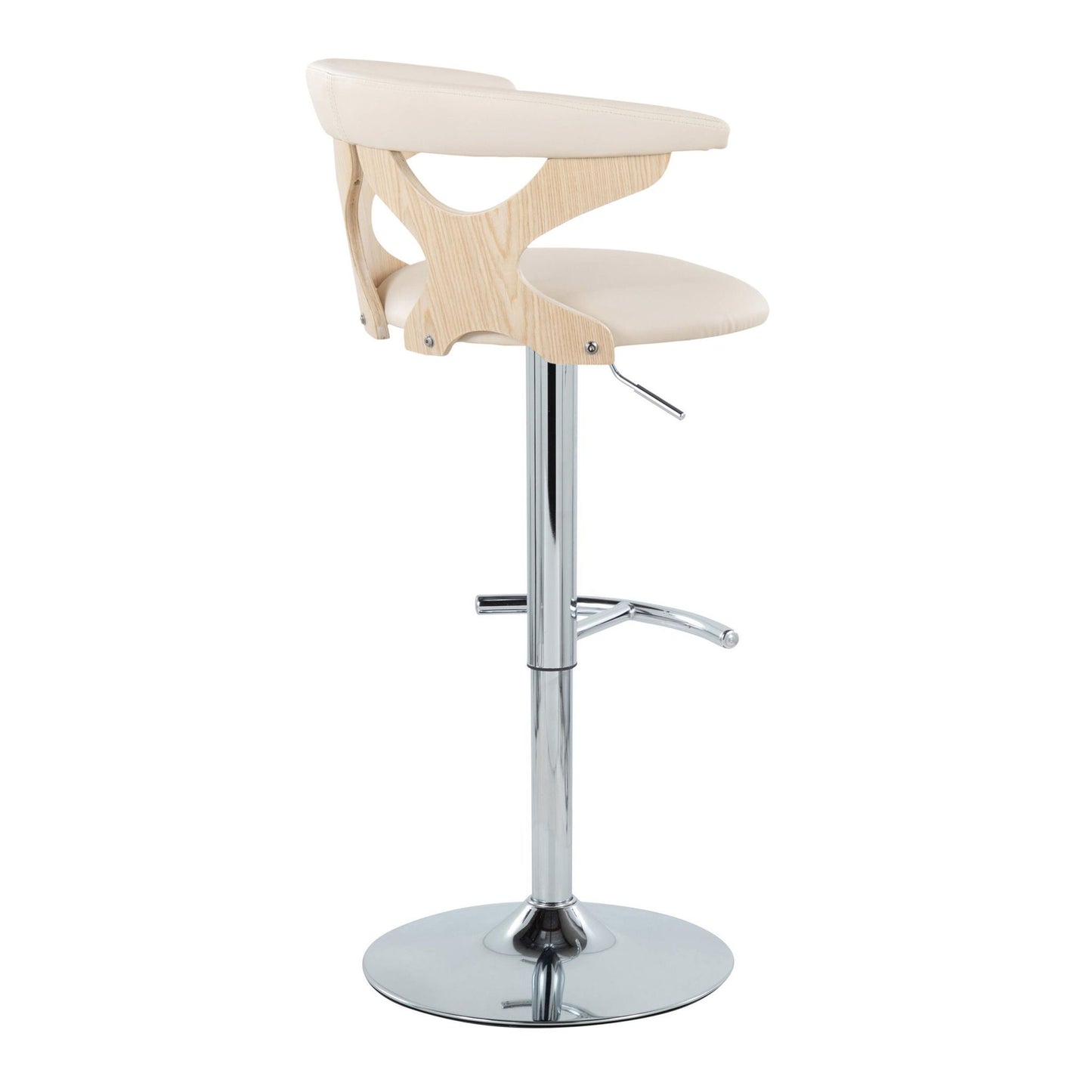 Gardenia - Contemporary Adjustable Barstool & Swivel, Rounded T Footrest (Set of 2) Lumi Source