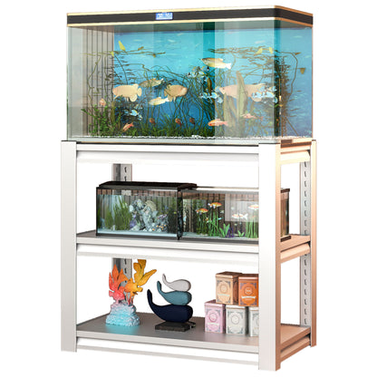 Stylish Metal Aquarium Stand For 20 - 30 Gallon Tanks, 3 Tier Adjustable Shelf Daily Nest