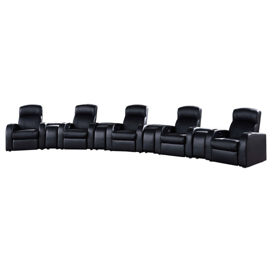 9 Piece Home Theater Seating Set With Recliners And Wedge Consoles - Black Furniture Max