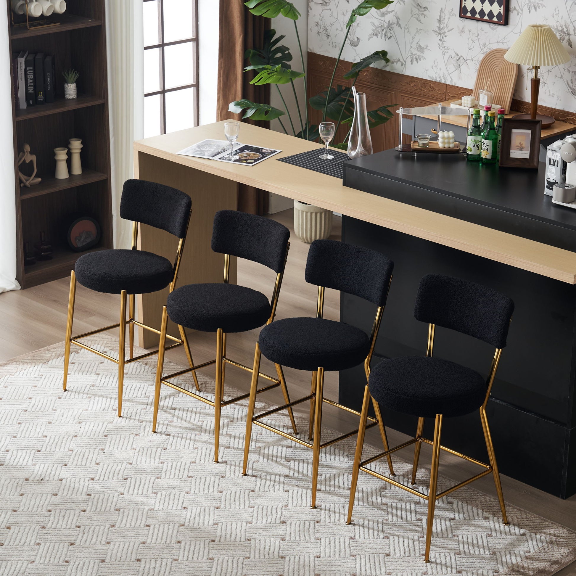 Modern Teddy Fabric Upholstered Bar Stools Home Essentials