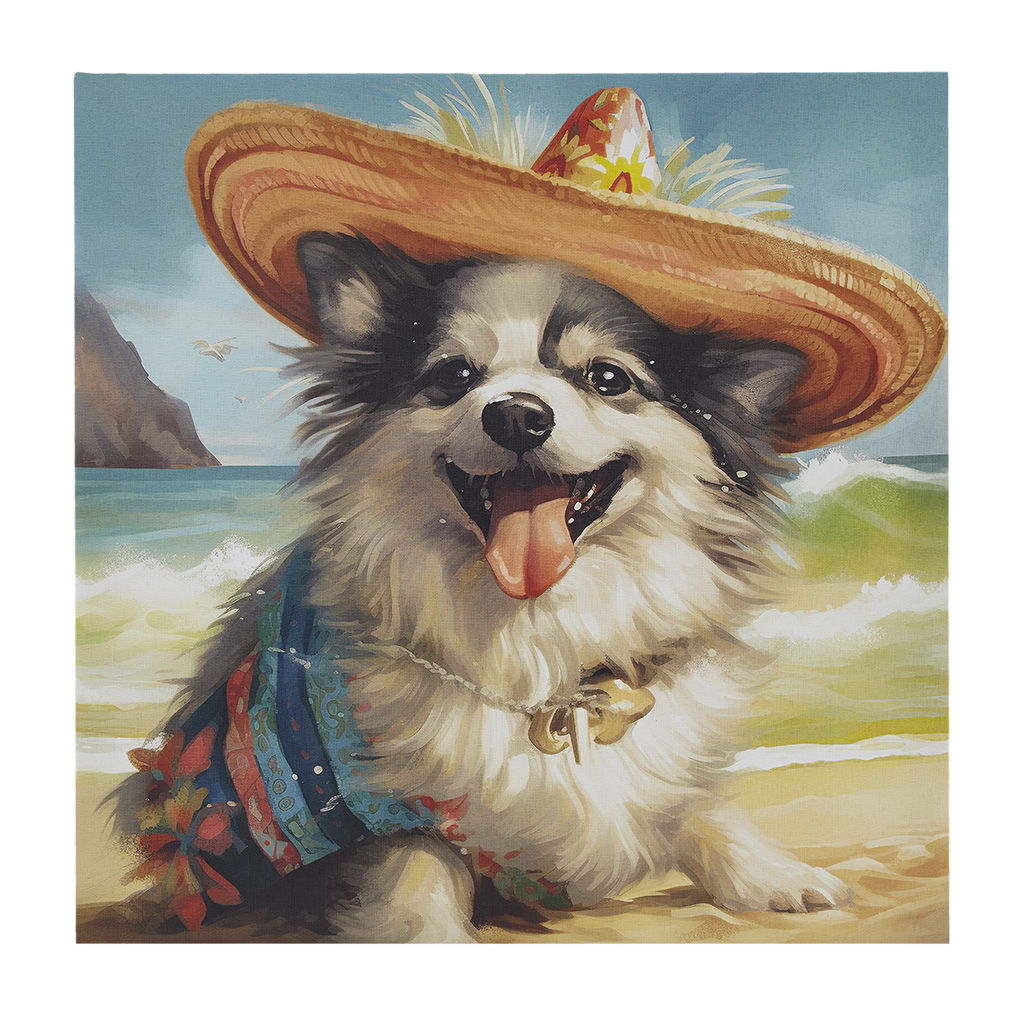 Beach Dogs - Chihuahua Canvas Wall Art - Blue Multi