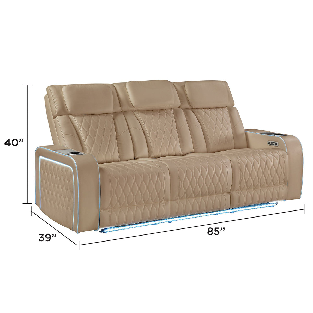 Electra - 3 Piece Power Reclining Sofa, Loveseat And Recliner Set With Power Headrests, Massage And LED Lighting Matrix Furniture Group