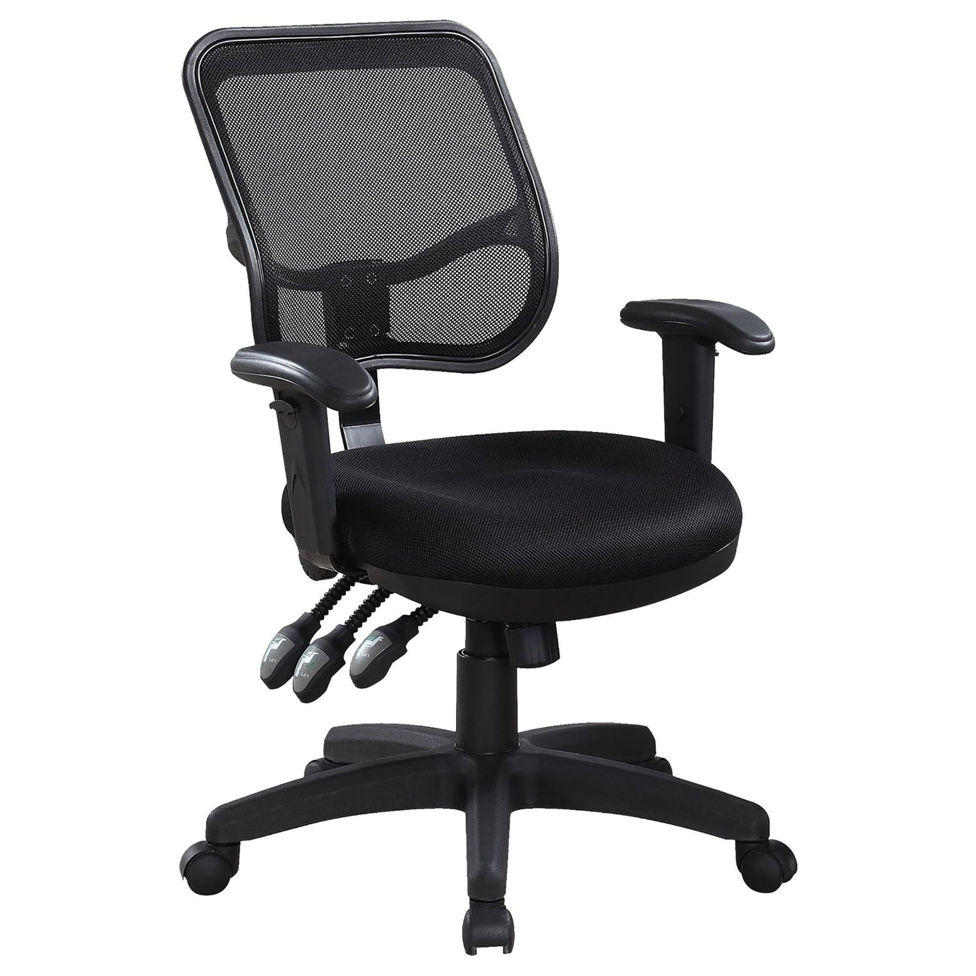 Swivel Office Chair Armrests Ergonomic Design, Adjustable Height And Tilt - Black Furniture Max