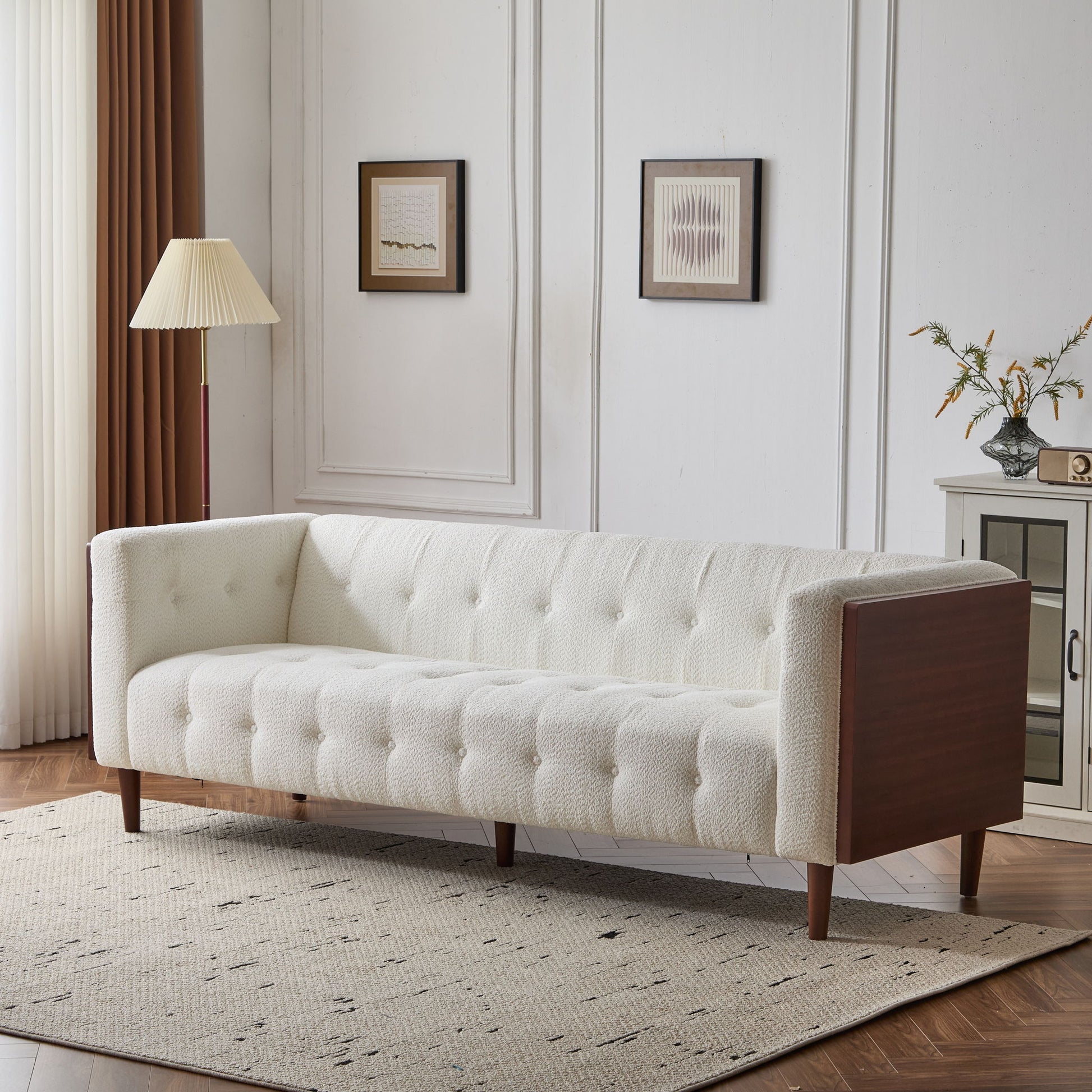 Contemporary 3 Seater Sofa With Tufted Design Noble House