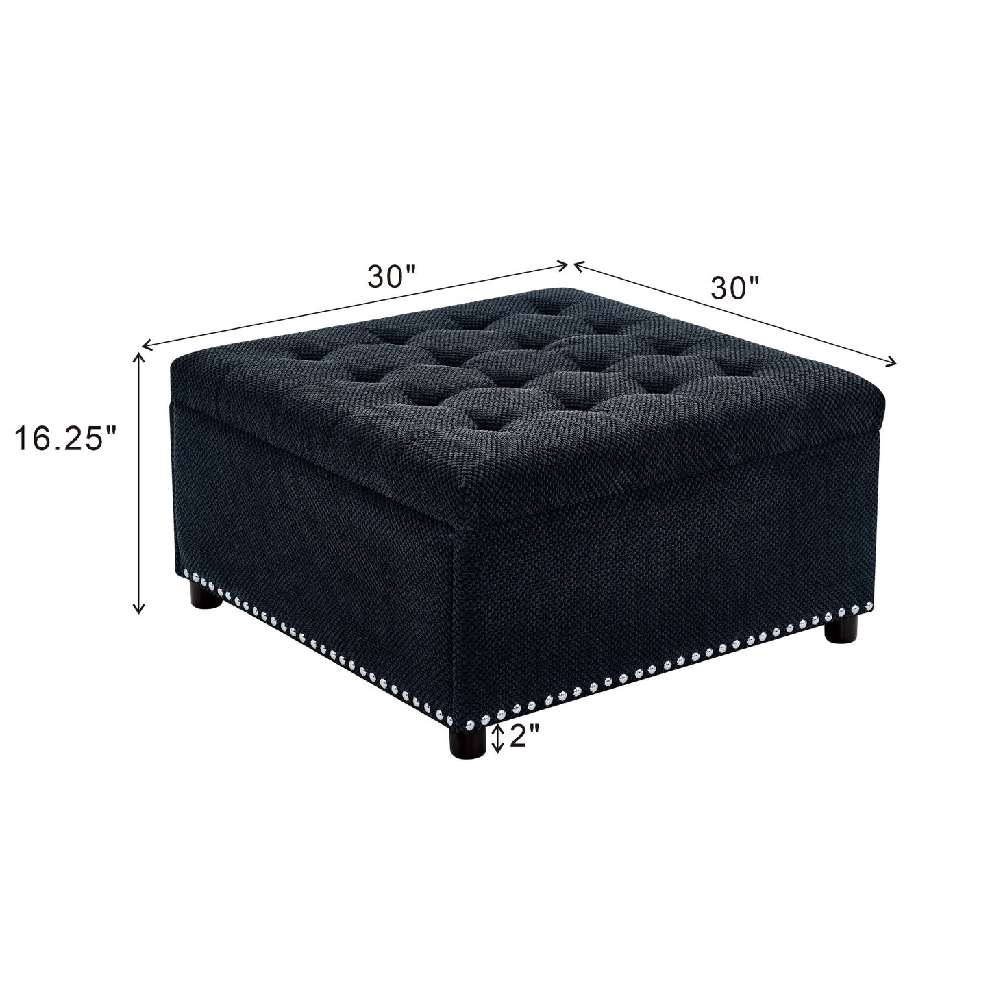 Square Tufted Storage Ottoman With Nailhead Trim Home Essentials