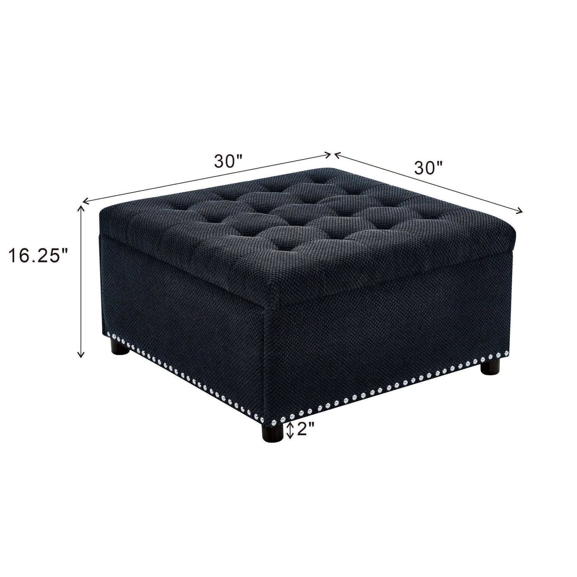 Square Tufted Storage Ottoman With Nailhead Trim Home Essentials