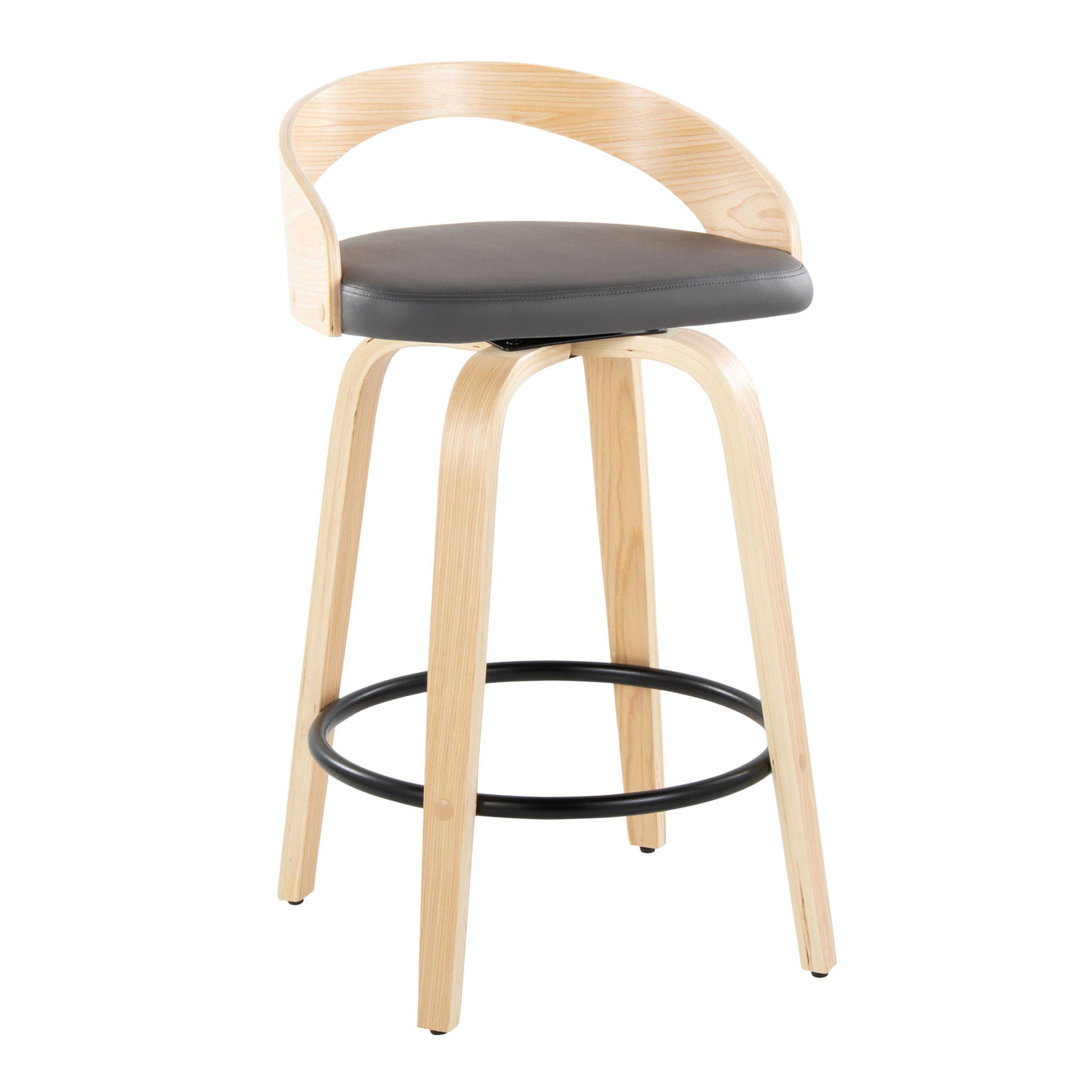 Grotto - Mid-Century Modern Fixed Height Counter Stool Swivel &h Round Footrest Lumi Source