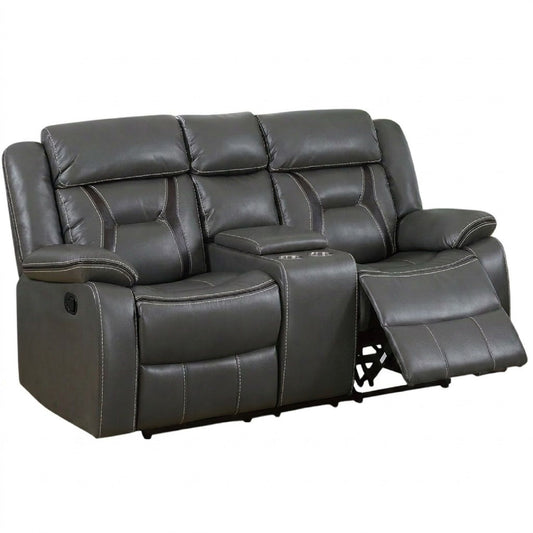Modern Reclining Loveseat With Console, Cup Holders, Storage Home Essentials