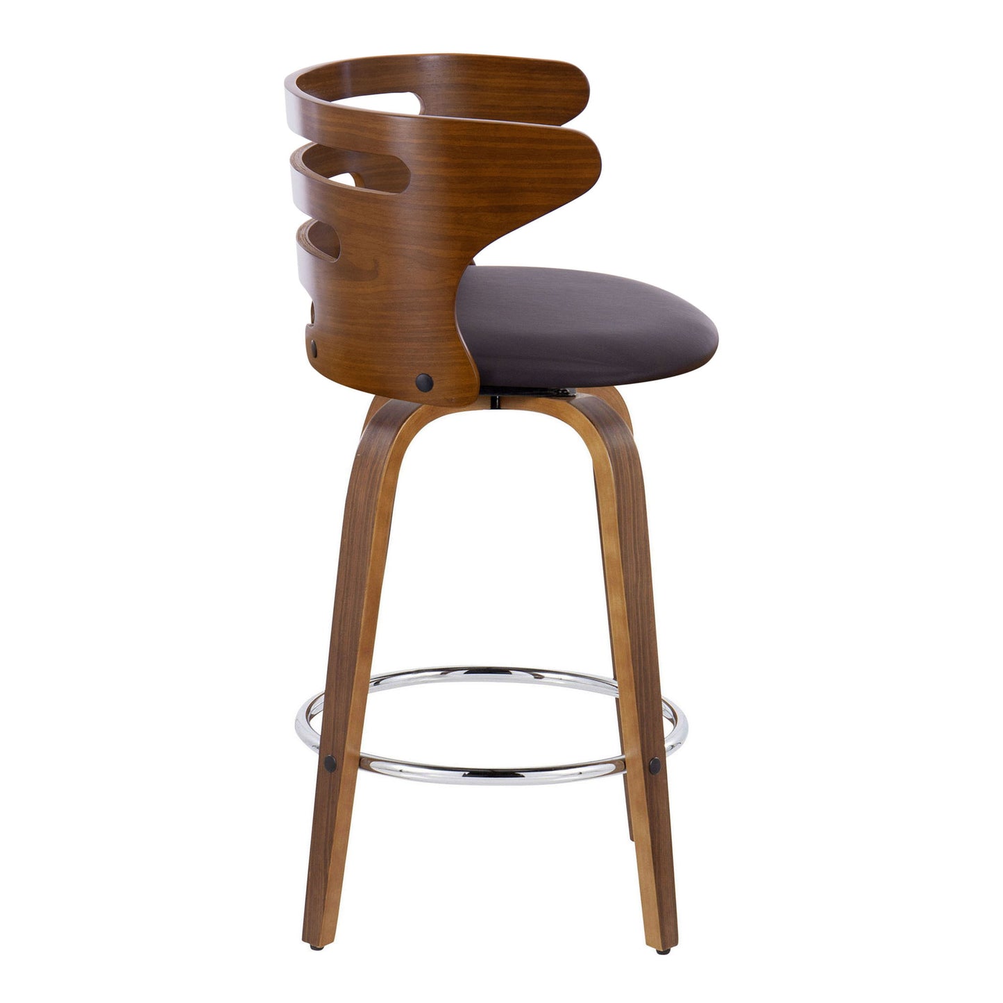 Cosini - Mid Century Modern Fixed Height Barstool With Swivel With Round Footrest (Set of 2) Lumi Source