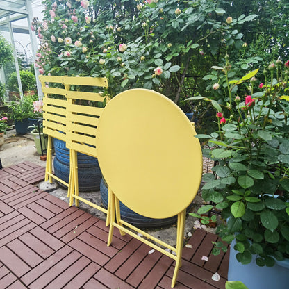 3 Piece Patio Bistro Set Of Foldable Round Table And Chairs Home Essentials