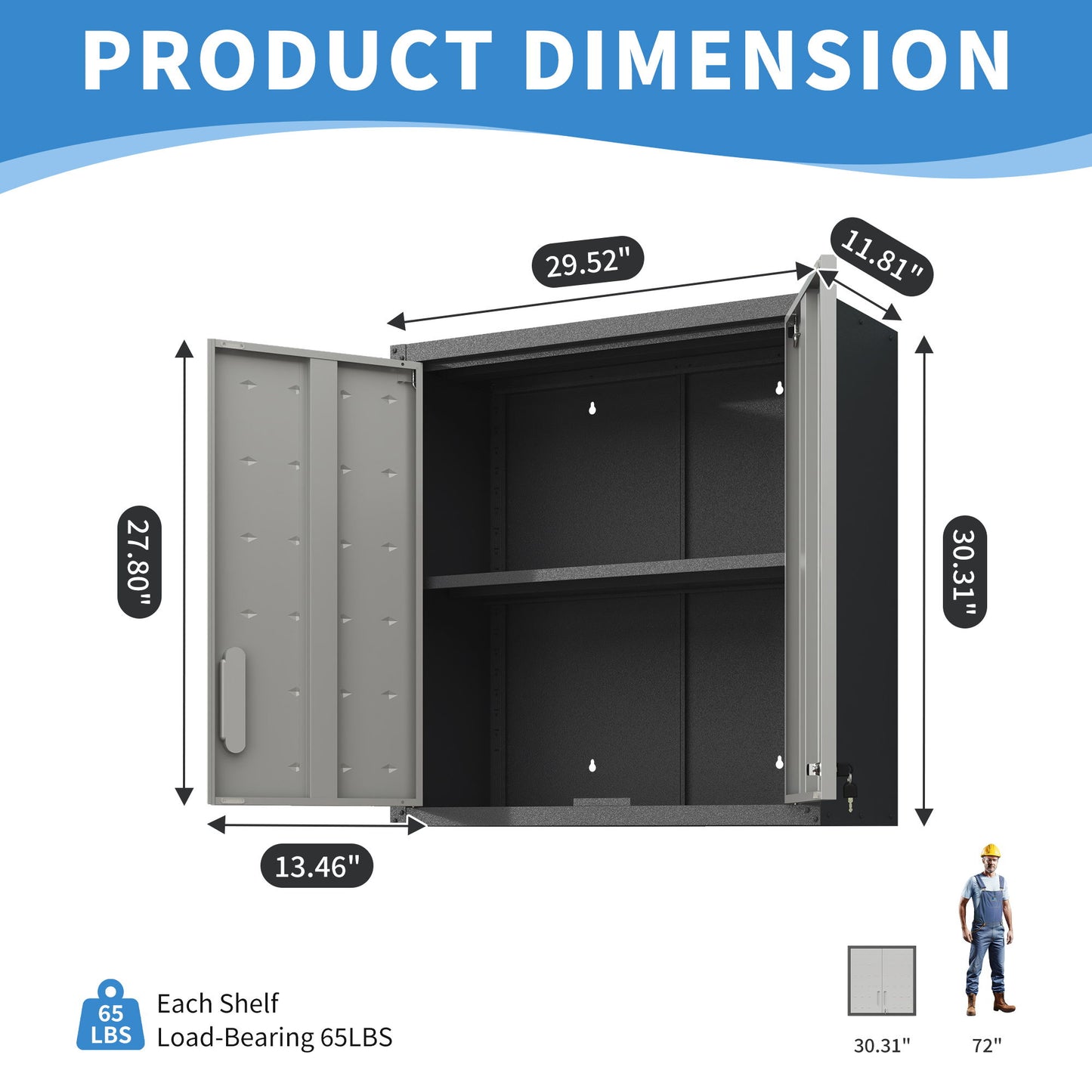 Metal Wall Mounted Tool Storage Cabinet With 2 Locking Doors, Adjustable Shelf, And Drawer Daily Nest