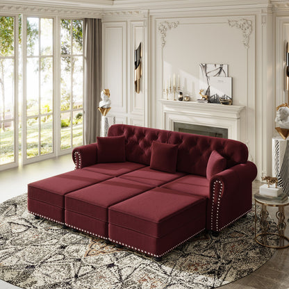 Upholstered Sofa Set With Nailhead Trim And Rolled Armrests, Includes Pillows Home Essentials