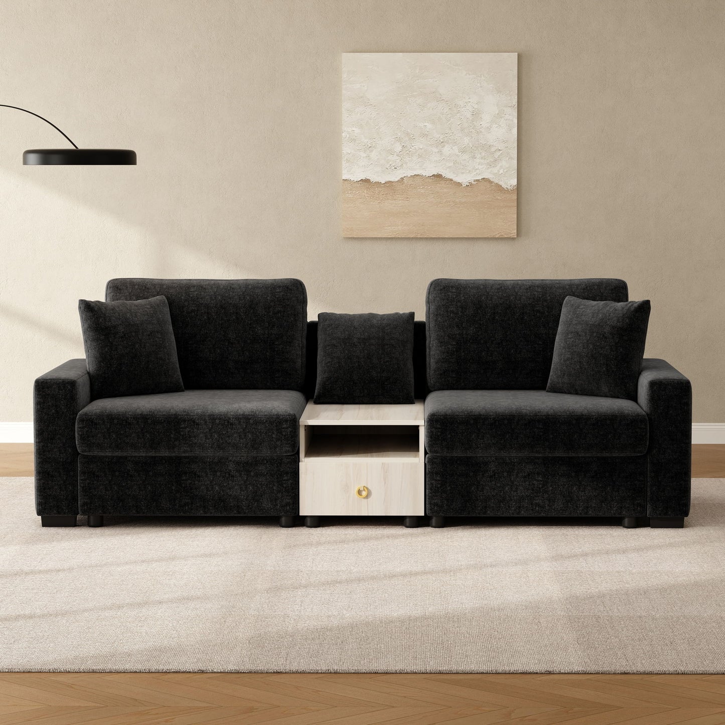 Modular Sofa Couch With Storage Armrest And Center Console Noble House