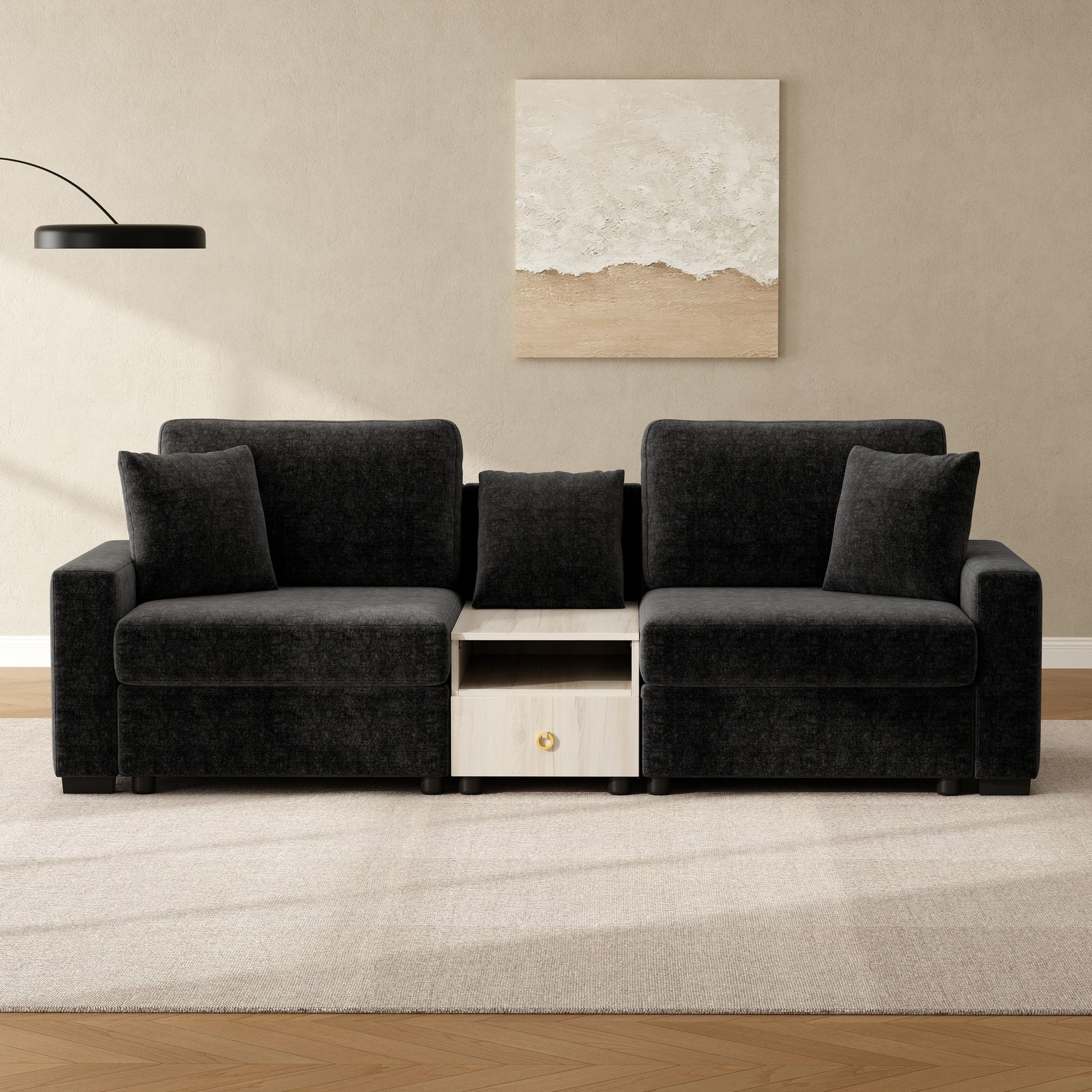 Modular Sofa Couch With Storage Armrest And Center Console Noble House