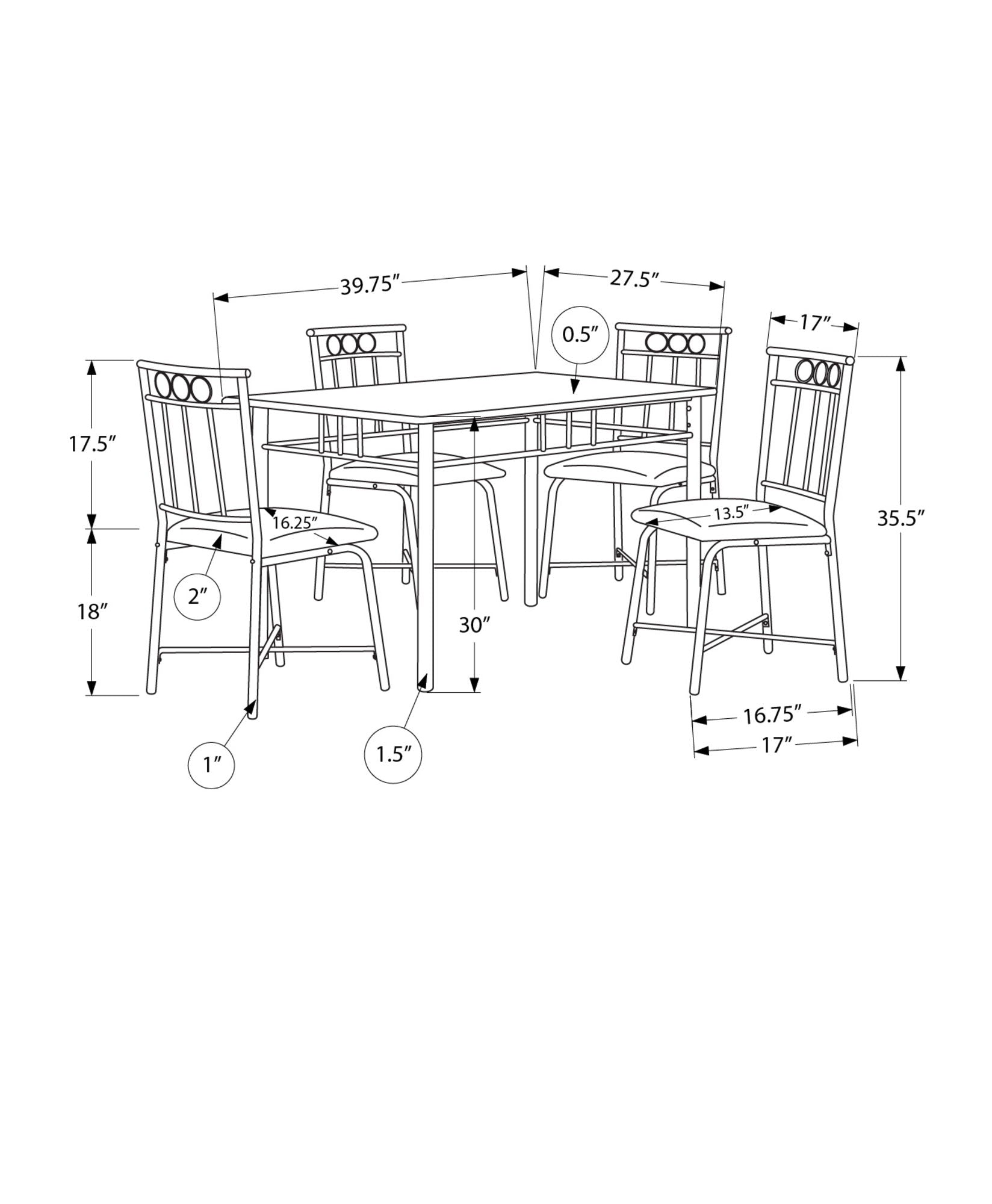 5 Pieces Dining Table Set, Small, Rectangular 8th Street