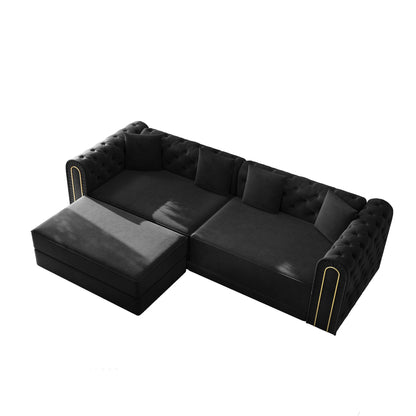 3-In-1 Convertible Sleeper Sofa With Movable Ottoman For Living Room Home Essentials