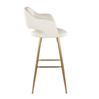 Margarite - Contemporary Fixed Height Barstool With Footrest (Set of 2) With Square Lumi Source