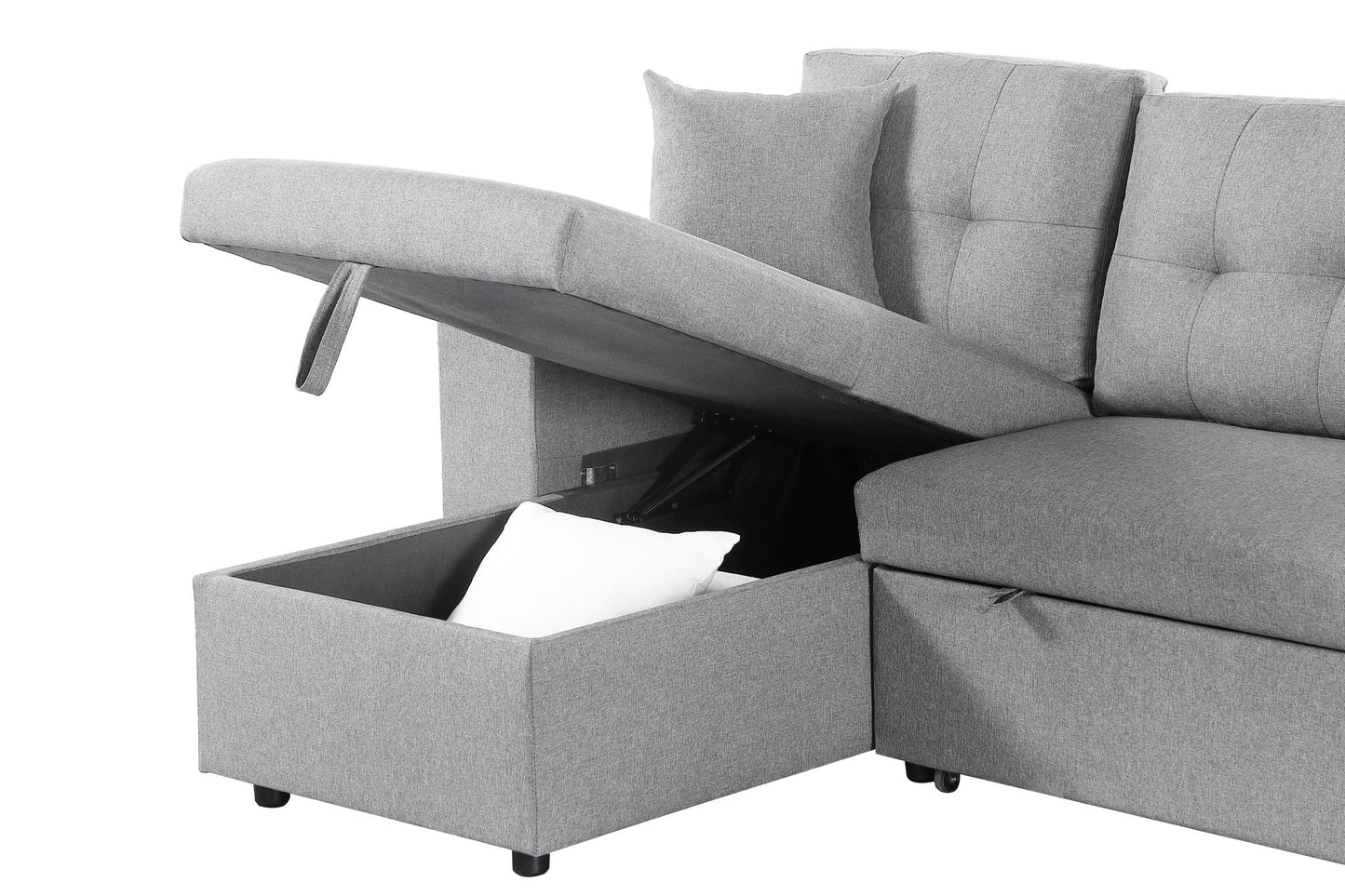 Daniel - Upholstered Reversible Sectional With Pull Out Loveseat - Light Gray Urban Retreats