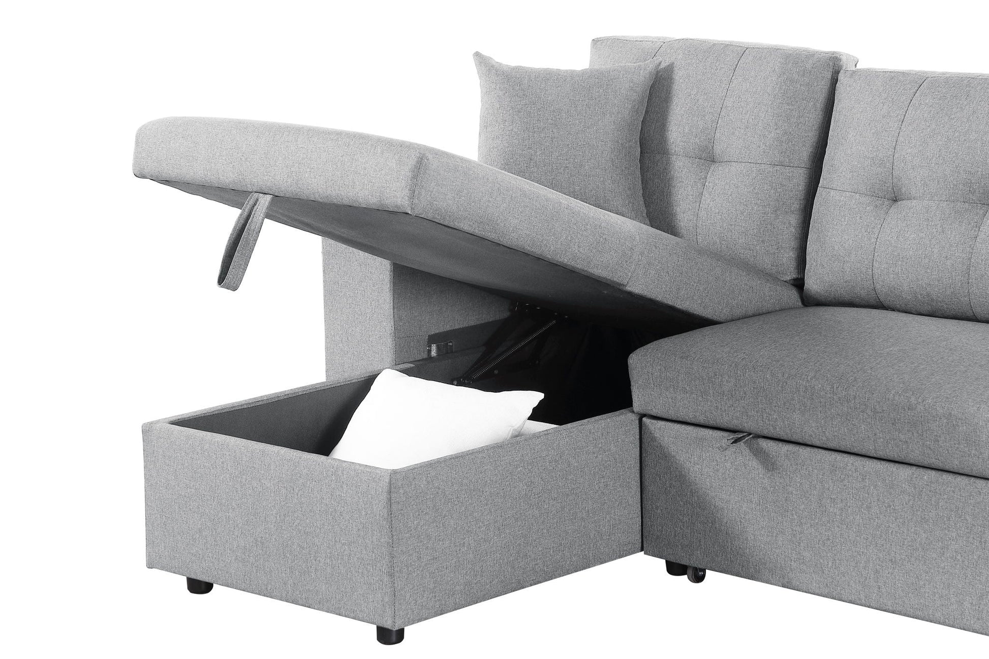 Daniel - Upholstered Reversible Sectional With Pull Out Loveseat - Light Gray Urban Retreats
