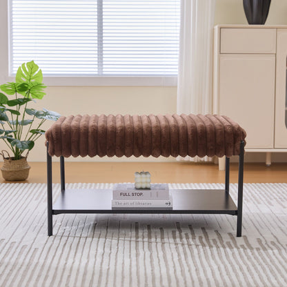 Upholstered Ottoman Coffee Table Foot Rest With Open Storage Home Essentials