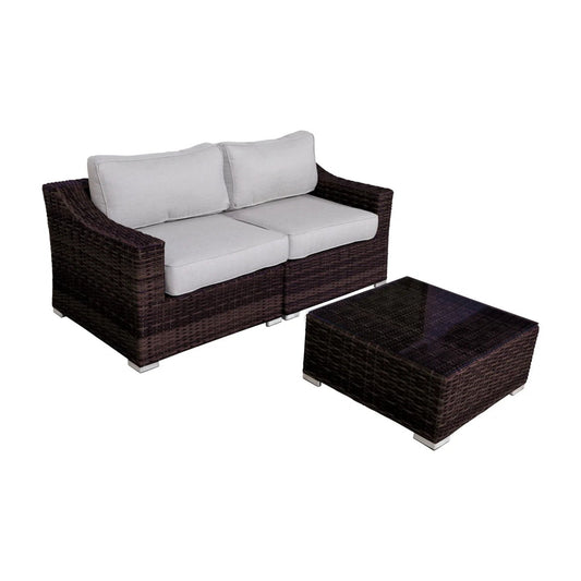 Wicker 2 Person Conversation Set, Durable Outdoor Seating With Cushions Mix - Brown Mix LSI Patio Furniture