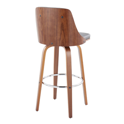 Gianna - Mid Century Modern Fixed Height Barstool With Swivel With Round Footrest (Set of 2) Lumi Source