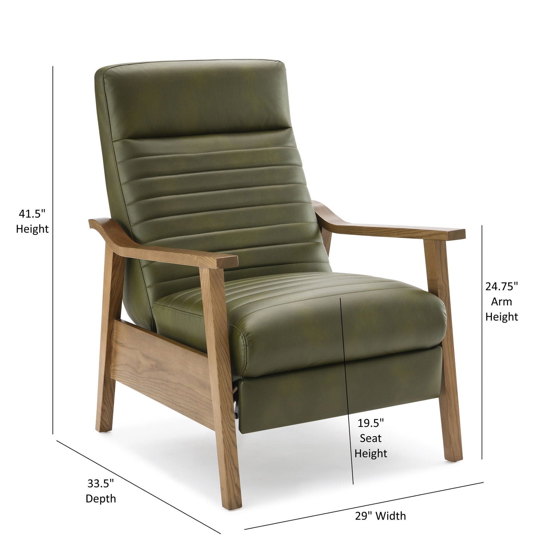Asher - Modern Push Back Recliner With Wood Arms Home Essentials