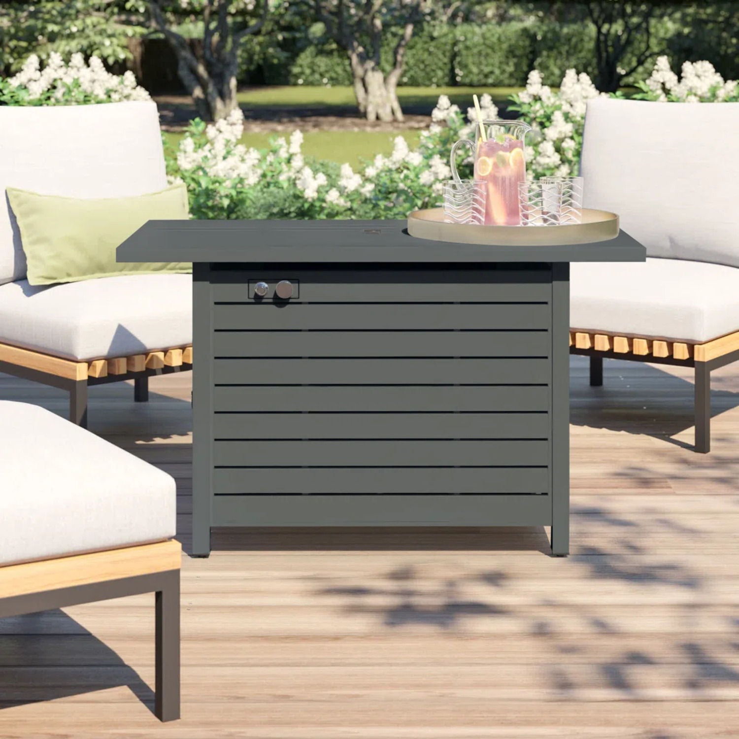 Outdoor Fire Pit Table With Lid Fuel Versatility LSI Patio Furniture