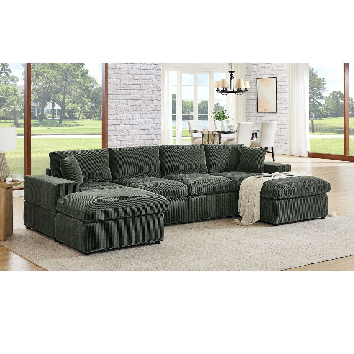Upholstered Symmetrical Modular Sectional With 6 Seating Home Essentials