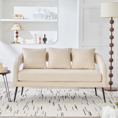 Open Back Loveseat Settee With 3 Pillows Home Essentials