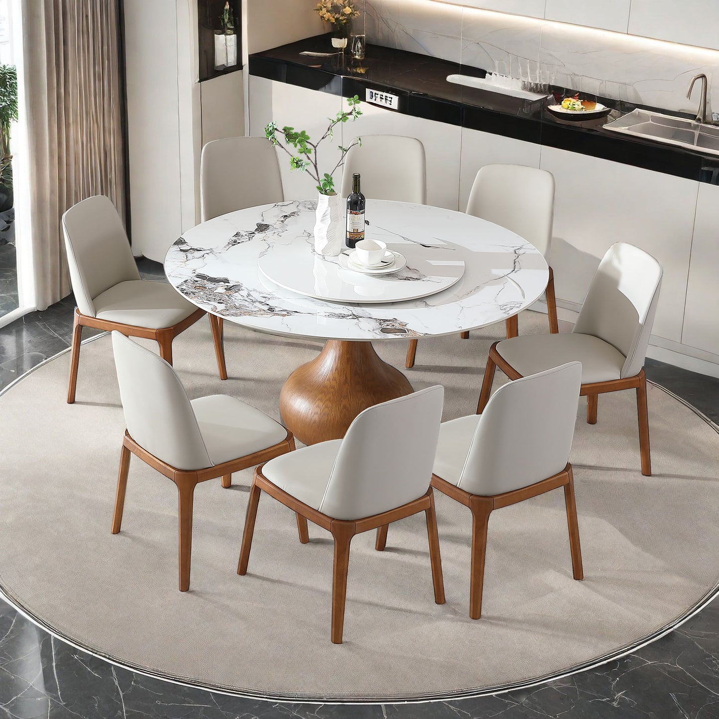 Round Modern Marble Dining Table With Chairs Home Essentials